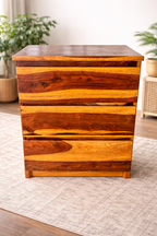 Dev wood decor|Solid Sheesham Wood 3 Drawer Chest | Rustic Wooden Bedside Table & Storage Cabinet