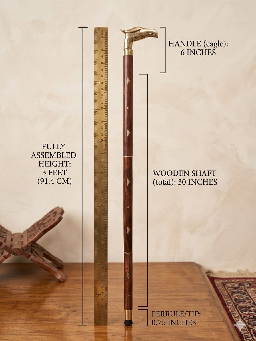 Dev wood decor|Premium Handcrafted Wooden Walking Cane with Brass horse Handle – Royal Traditional Designer Stick