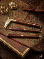 Dev wood decor|Premium Handcrafted Wooden Walking Cane with Brass horse Handle – Royal Traditional Designer Stick