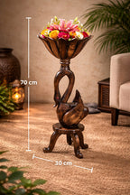Dev wood decor |Elegant Handcrafted Wooden Swan Flower Stand (70 cm Height) – Decorative Indoor Planter