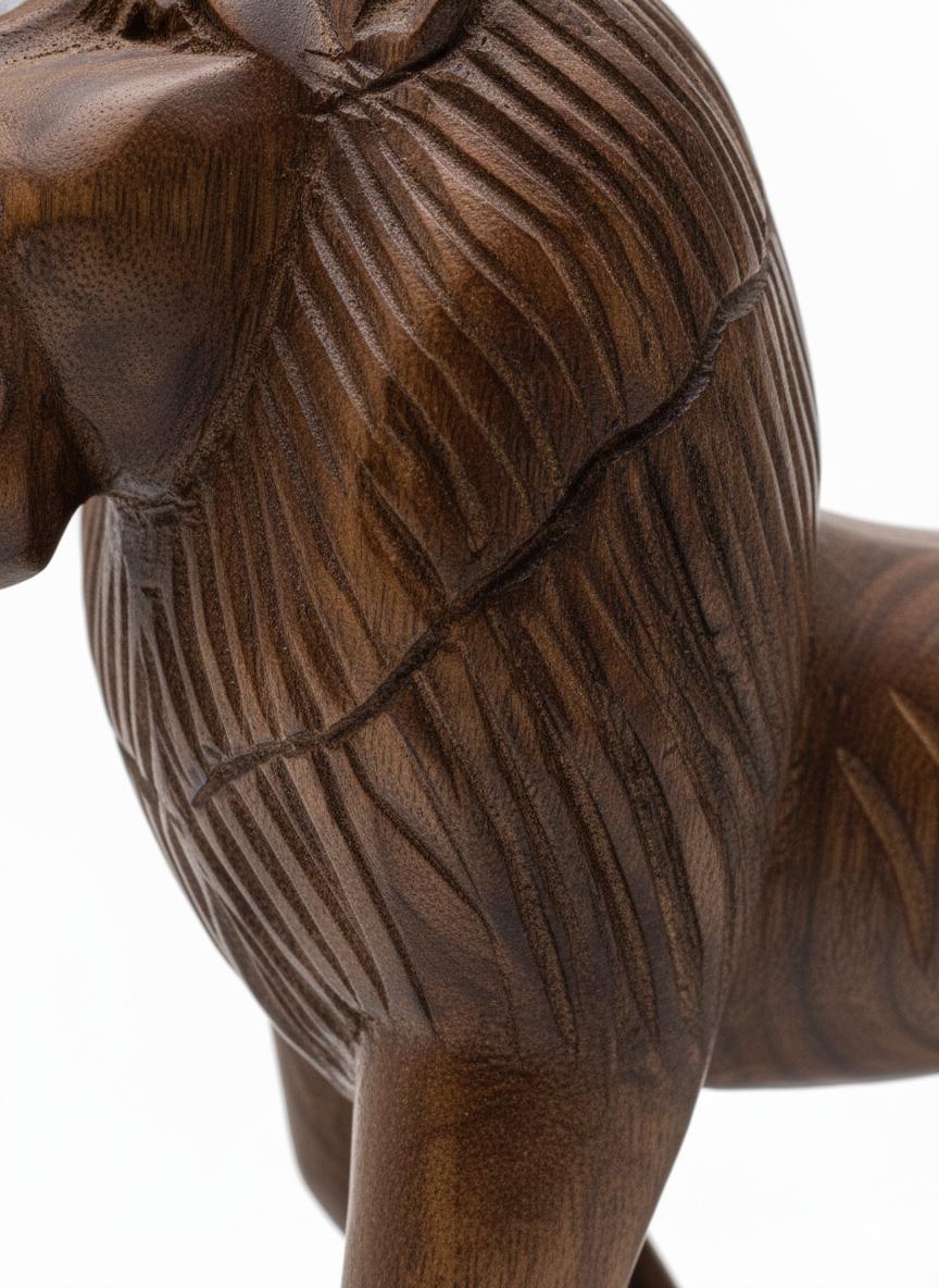Dev wood decor|Handcrafted Wooden Lion Showpiece | Decorative Animal Figurine for Home & Office Décor | Premium Wooden Lion Statue