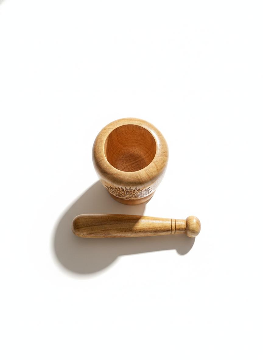 Natural Wooden Mortar & Pestle Set | Herbal Grinder (Khalbatta / Mamjasta) | cardamom and ginger grinder | Traditional Hand Grinder