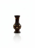 Dev wood decor |Premium Handcrafted Wooden Flower Vase | Decorative Sheesham Wood Vase with Brass Inlay Design | Elegant Home & Table Décor (Height 30 cm)