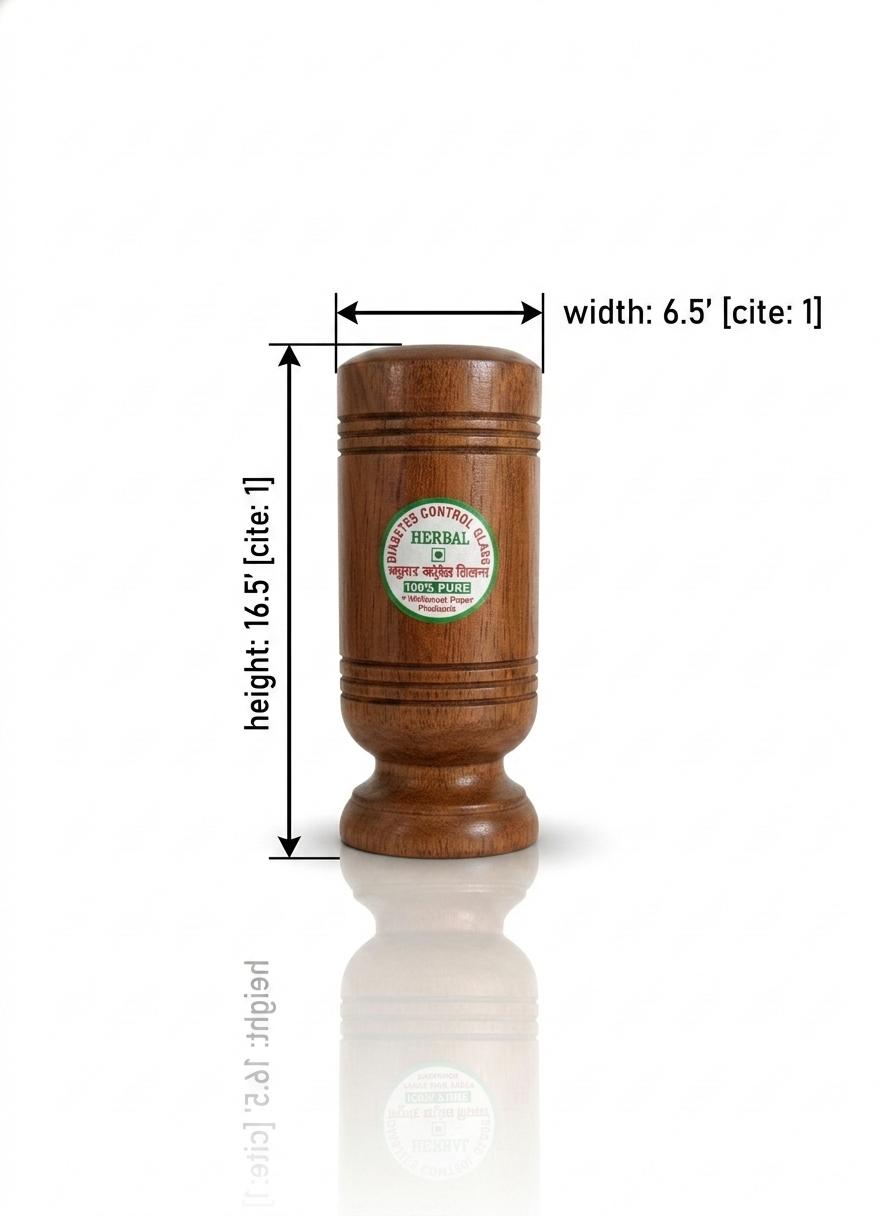 dev wood decor|Natural vijayshar Wooden Herbal Health glass | Sugar & Allergy Support Container | Ayurvedic Storage Jar | Traditional Design (6.5" W x 16.5" H)